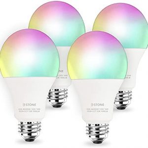Smart Light Bulbs, 3Stone 16W 1600 Lumens WiFi LED Color Changing A21 Bulb 100W Equivalent Dimmable 2700K-6500K RGBCW, Tunable White Works with Alexa, Google Home 2.4Ghz Only, No Hub Required 4 Pack