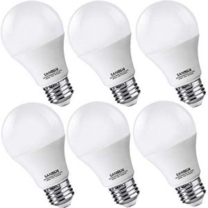 SANSUN A19 LED Light Bulbs 60 Watt Equivalent, 3000K Soft White, Non-Dimmable, 6-Pack