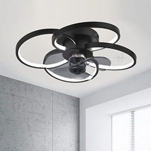 CATA-MEDICA Semi Enclosed Fan Lighting Fixture Multi-Speed 22.8 Inch Ceiling Fan with Light Acrylic Lampshade Ceiling Fan Light with Timing Smart Fully Dimmable Lighting Modes Lighting with Fan