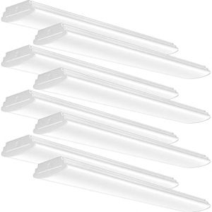ANTLUX 4FT LED Wraparound Light Flush Mount Garage Shop Lights, 40W 4800 Lumens, 4000K, Wrap Light, 4 Foot Integrated Linear Puff Office Ceiling Lighting Fixture, Fluorescent Tube Replacement, 8 Pack
