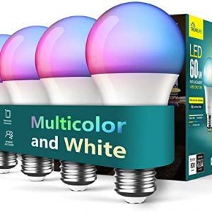 TREATLIFE Smart Light Bulbs 4 Pack, 2.4GHz Music Sync Color Changing Light Bulb, Works with Alexa Google Home, A19 E26 Dimmable LED Light Bulb 9W 800 Lumen for Party Decoration, Smart Home Lighting