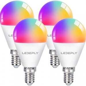 A15 Alexa Smart Bulb, Bluetooth Mesh LED Light Bulb, Work with Alexa and Google Home Only, 5W=40W, 400LM, E12 Base, No Hub Required, 4 Pack, LEDEPLY