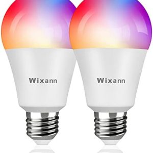 Wixann Smart WiFi LED Light Bulb, Compatible with Alexa Google Home Siri (No Hub Required), A19 E26 Multi Color Changing Bulb RGBCW 2.4G 7W 60W Equivalent 2 Pack