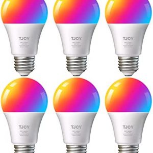 TJOY Alexa Smart Light Bulbs, Bluetooth Led Bulb Work with Alexa Only, RGB Color Changing Light Bulb Phone Controlled, Music Sync, Dimmable 2700k-6500k, A19 E26 9W 800 Lumen,6 Packs.