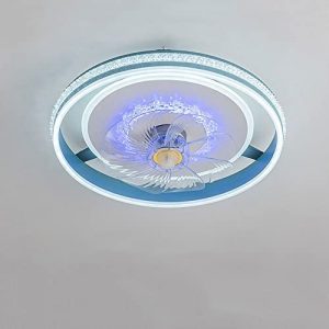 ZRYYWAN Low Profile Enclosed Bladeless Flush Mount Small Ceiling Fan and Remote, Modern Smart Mute 3 Colors 3 Speeds Timing Ceiling Fans with Lights Side Lighting Fan Invisible with Lighting