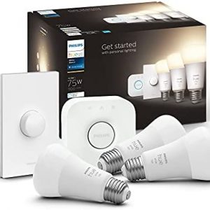 Philips Hue White Medium Lumen (75W) Smart Button Starter Kit, Hub Included, Works with Amazon Alexa, Google Assistant, Apple HomeKit (New Version)