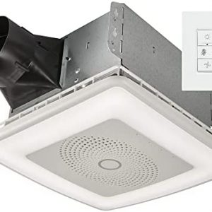 Broan-NuTone VC110CCT Sensonic Voice Controlled Smart Exhaust Fan with Dimmable LED Light and Speakers, 110 CFM