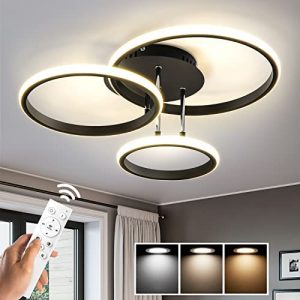20IN 60W Dimmable LED Semi Flush Mount Ceiling Light Fixture with Remote Control, 3000K-6500K 3-Color Dimming Circle Modern Chandelier, Close to Ceiling Bedroom Kitchen Hallways Balcony Corridor Lamp