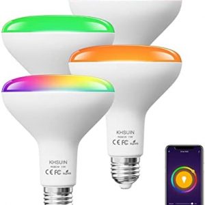 Bright Smart Light Bulbs 13W 100W Equivalent 1300 Lumens 2700K-6500K Tunable BR30 Wifi Color Changing Light Bulb Works with Alexa Google,Recessed Alexa Light Bulb,Dimmable Flood Smart Bulb,4 Pack