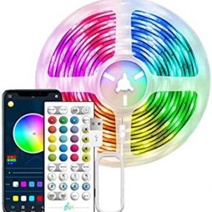 Led Strip RGB Music Synchronized Color Change, Bluetooth Led Strip with Smart App Control Remote Control, Led Strip for Bedroom Room Lighting Home Decor (RGB)