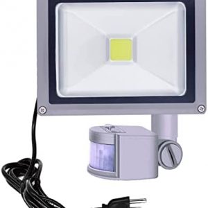 HANNAHONG 20W LED Motion Sensor Flood Light Plug in,PIR Induction Lamp,Dusk to Dawn Outdoor Auto ON/Off Spot,Security,Work Light,6500K Daylight,IP66 Waterproof,for Garage Yard Patio Porch Lighting