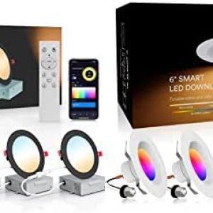 Smart Retrofit Recessed Lighting 6 Inch+Smart Recessed Lighting Ultra-Thin 4 Inch Black