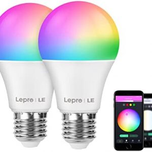 Smart WiFi Light Bulbs, LED Color Changing Lights, Compatible with Alexa & Google Home, Dimmable with App, 60 Watt Equivalent, A19 E26, No Hub Required, 2.4GHz WiFi Only (2 Pack)