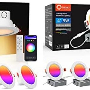 Lumary 6 Inch Smart Recessed Lights 13W 1100LM+Lumary Smart Recessed Lighting 4 Inch Smart WiFi Recessed Lights 9W Ultra-Thin and Anti-Glare Trim RGBWW Smart LED Recessed Light