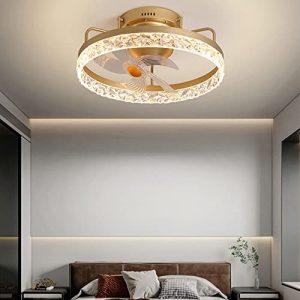CATA-MEDICA Ceiling Fans with Lights 19.7″ Low Profile Flush Mount Ceiling Fan Small Ceiling Fan with Dimmable Led Lights for Bedroom 360° Rotation Smart Timed Fan Lighting Fixture