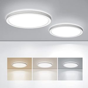 BLNAN LED Flush Mount Ceiling Light, 8.66 Inch 18W 3000K/4000K/5000K Hardwire Light Fixture, Ultra Thin Round White Lamp for Kitchen Porch Bedroom Hallway Stairwell Basement, Non-dimmable 2 Pack