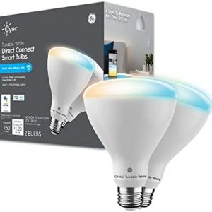 GE CYNC Smart LED Light Bulbs, White Tones, Bluetooth and Wi-Fi Lights, Works with Alexa and Google Home, BR30 Indoor Floodlight Bulbs (Pack of 2)