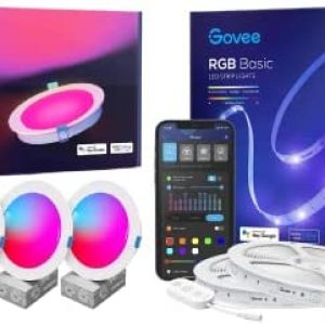 Govee LED Strip Lights 65.6ft Bundle Smart Recessed Lighting 6 Inch Smart Downlights 4 Pack