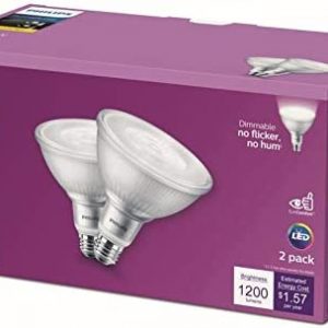 Philips PAR38 LED (2 Pack) 120W Dimmable E26 Floodlight Bulb Warm White 3000K 120 Watt Equivalent