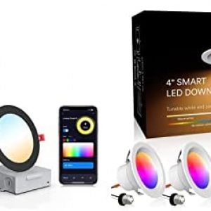 Smart Retrofit Recessed Lighting 4 Inch+Smart Recessed Lighting Ultra-Thin 4 Inch Black