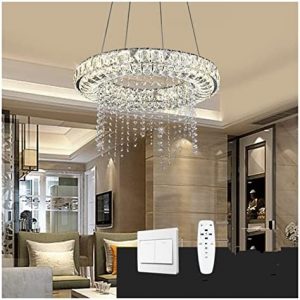 Hanging Pendant Light, LED Modern Chandelier Lamp, Dimmable LED Chandeliers Modern Crystal Smart Lighting Compatible with Dining Room Kitchen Living Room Lamp Chandelier Lustre Industriel,Modern LED C