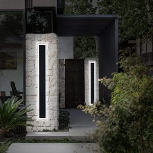 ASD LED Long Wall Light Fixture | Modern Steel Linear Sconce | 48″ 36W (120V) 2800Lm 3000K/4000K/5000K Adjustable | Outdoor Light Strip, Exterior Lamp, Dimmable, Waterproof, ETL Listed | Black