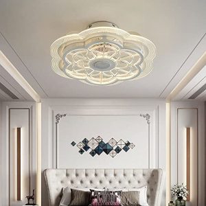 Ceiling Fan with Lights Remote APP Control, 20 Inch Flush Mount Ceiling Fan, Enclosed White Ceiling Fan with 3-Speed Wind and 3-Color Dimmable Smart Timing