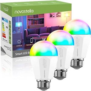 NOVOSTELLA Smart WiFi RGBCW LED Light Bulbs 13W 1300LM 3pcs, Work with Alexa & Google Assistant, 2700K-6500K Dimmable Multicolor Bulb, A19 E26, 120W Equivalent Color Changing Bulb, No Hub Required