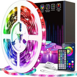 WiFi Smart RGB LED Lights with Control Remote, Strip Lights, Compatible Alexa and Google Assistant,Color Changing for Bedroom, Party, Home, Halloween, Christmas, Decoration, Multicolor