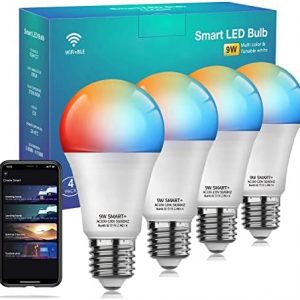 Vanance Smart Light Bulbs 4Pack, WiFi & Bluetooth 5.0, App Control, Color Changing LED Bulb, A19 E26 800LM Dimmable RGB Lights, 2700~6500K, Smart Home Lighting Works with Alexa Google Assistant