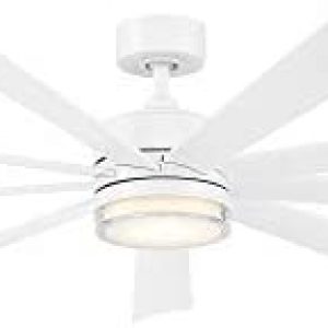 Wynd XL Smart Indoor and Outdoor 9-Blade Ceiling Fan 72in Matte White with 3000K LED Light Kit and Remote Control works with Alexa, Google Assistant, Samsung Things, and iOS or Android App