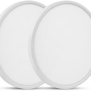 ocioc 12 inch 24W Flush Mount Ceiling Lights Fixture 6500K Daylight White Ultra-Thin Round LED Lighting lamp for Hallway Kitchen Bedroom Bedroom Closet Laundry Indoor Outdoor 2 Pack
