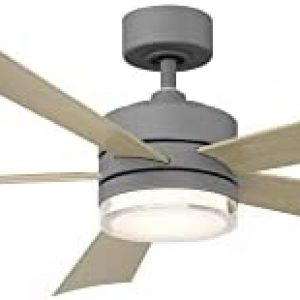 Wynd Smart Indoor and Outdoor 5-Blade Ceiling Fan 60in Graphite Weathered Gray with 3000K LED Light Kit and Remote Control works with Alexa, Google Assistant, Samsung Things, and iOS or Android App