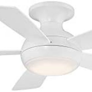 WAC Smart Fans Odyssey Indoor and Outdoor 5-Blade Flush Mount Ceiling Fan 44in Matte White with 3000K LED Light Kit and Remote Control works with Alexa and iOS or Android App