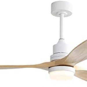 Sofucor 52 Inch Ceiling Fan with Lights Modern Wood Ceiling Fan Remote Control Dimmable LED Light 3 Blades Reversible DC Motor for Farmhouse Bedroom Living Room Patio with Cover(Natural Wood Color)