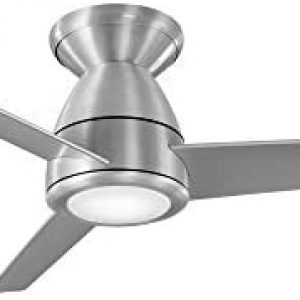 Tip Top Smart Indoor and Outdoor 3-Blade Flush Mount Ceiling Fan 44in Brushed Aluminum with 3000K LED Light Kit and Remote Control works with Alexa, Google Assistant, Samsung Things, and iOS or Android App