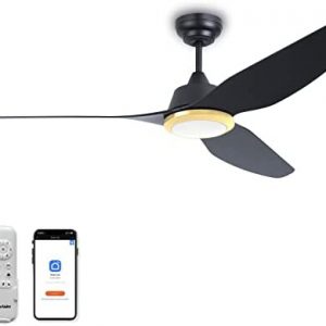 Ovlaim 56 inch Smart Ceiling Fans with Lights and Remote, 6 Speed Quiet DC Motor Black Modern Ceiling Fan 3 Blade, Indoor Outdoor Ceiling Fan for Patio