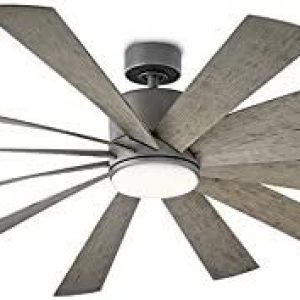 Windflower Smart Indoor and Outdoor 12-Blade Ceiling Fan 80in Graphite Weathered Gray with 3000K LED Light Kit and Wall Control works with Alexa, Google Assistant, Samsung Things, and iOS or Android App