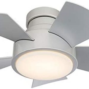 Vox Indoor and Outdoor 5-Blade Smart Flush Mount Ceiling Fan 26in Titanium with 3000K LED Light Kit and Remote Control