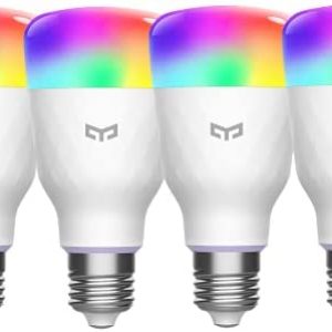 YEELIGHT LED Smart Light Bulb 60W Equivalent, A19 LED Wi-Fi Smart Bulb, RGBW Color Changing Bulb, Work with Apple HomeKit, Alexa & Google Assistant, SmartThings, Razer Chroma 4 Pack