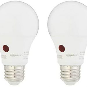 Amazon Basics 60W Equivalent, Daylight, Dusk to Dawn Sensor, Non-Dimmable, A19 LED Light Bulb | 2-Pack