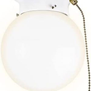 Ultralux 6 inch Utility LED Globe Light Pull Chain Light Fixture, Flush Mount Ceiling Light, 500 Lumens 3000K Matte White Light Fixture for Closet, Pantry, Shed, Laundry Room, ETL-Certified