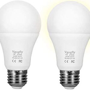 Vgogfly Sensor Lights Bulb Dusk to Dawn LED Light Bulbs Smart Lighting Lamp 7W E26/E27 Automatic On/Off, Indoor / Outdoor Yard Porch Patio Garage Garden (Warm White, 2 Pack)