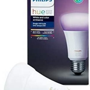 Philips Hue Single Premium A19 Smart Bulb, 16 million colors, for most lamps & overhead lights (Hue Hub Required, Works with Alexa), Old Version, White (464487)