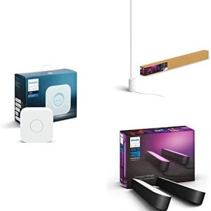 Philips 458471 Hue Smart Bridge, White Ambiance with Hue Gradient Signe Floor Lamp & Hue Play White & Color Smart Light