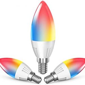 DOGAIN Alexa Light Bulb, E12 LED Candelabra Bulbs Cololr Changing Bluetooth Mesh Light Bulbs 360LM Smart Light Bulbs That Work with Alexa Only Dimmable Bulb 3Pack