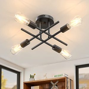 YONOK 4 Light Semi Flush Mount Ceiling Light Fixtures with E26 Lights Base, Solid Kitchen Light Fixtures Ceiling Mount, Easy Assembled Modern Chandelier Lights for Bedroom Living Room…
