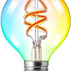 FLSNT G25 RGBW Color Changing LED Smart Bulbs, Dimmable LED WiFi Light Bulb, Compatible with Alexa or Google Assistant by Smart Life APP, 5W (40W Equivalent), E26 Base, No Hub Required