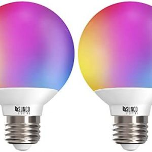 Sunco Lighting Smart Globe Bulbs G25 LED, Alexa Compatible LED Decorative Round Vanity Bulbs, 5W, Color Changing RGBCW, Dimmable WiFi Vanity Smart Bulbs for Amazon Alexa, Google Assistant, 2 Pack