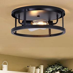 UPSEED Industrial Black Ceiling Light Fixtures,2-Light Hallway Light Fixtures,Farmhouse Flush Mount Ceiling Lights for Hallway Kitchen Dinning Room Laundry Room Entryway